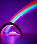 Rainbow LED Lights USB Powered Projector Night Light for bedroom kids room projecting rainbow on wall with auto shutoff.