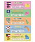 Colorado, Connecticut, Delaware, Florida, Georgia poster from 10 Dual State Posters Set For Classroom Learning, 12x18 in USA-made