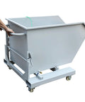 Heavy Duty Self Dumping Hopper With Slick Swivel Casters built tough for dual forklift, showing steel construction and maneuverability.