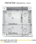 Internal dimensions of IP65 Weatherproof Outdoor Electrical Junction Box Enclosure, ABS Plastic, Dustproof And Water Resistant