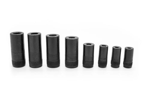Tap Socket Wrench 8 Piece Adapter Set For Quick Threading And Ultra Secure Taps, displayed in various sizes on a white background.