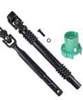 GaeaAuto upper and lower steering shaft kit with shaft bearing; two black shafts with joints, green plastic bearing sleeve, hardware