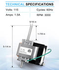 Draft Inducer Motor Kit technical specifications, dimensions labeled, for Furnace Replacement 318984-753 318984-752 318984-751 DIY Friendly