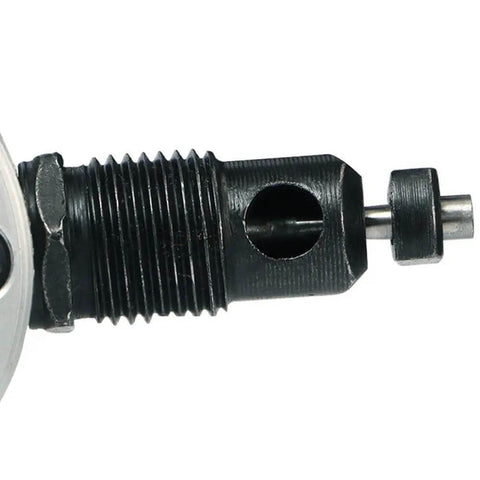 Close-up of Double Head 360 Degree Metal Nibbler Cutter drill attachment showing cutting mechanism for plastic and metal sheets.