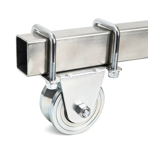 Heavy Duty 4 Inch V Groove Gate Wheel With Dual U Bolts For Sliding Gates Up To 3000 Lbs External Mount No Welding Needed Inverted V