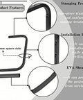 Diagram showing features of Overhead Garage Storage Rack Heavy Duty Ceiling Hooks Utility Hanger, including tubular steel and EVA sheath.