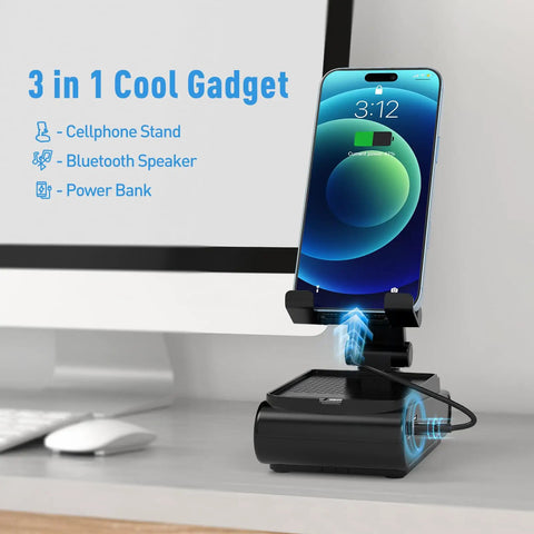 Father's Day Gift For Men 3 In 1 Wireless Bluetooth Speaker And Phone Stand With Hands Free Calls on desk