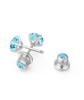 Skip The Itch With These Implant Grade G23 Titanium Screw Back Earrings Featuring Hypoallergenic Design And F136 Certified For Totally Sensitive Tolerant Ears. These aqua CZ earrings are 5mm with a flat back.