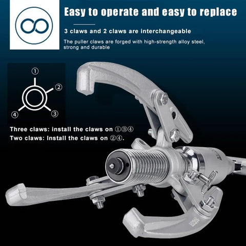 Built Tough Heavy Duty Hydraulic Gear Puller Kit With Sturdy Carry Case shown with adjustable claws for versatile use in repairs.