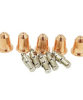 S45 Plasma Consumables 60 Piece Kit For Torch Maintenance Featuring Durable Electrode And Precision Ceramic Nozzles With, 8mm tips and copper nozzles.