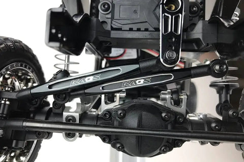 Kaos Panhard Bar And Steering Tie Rod Set For DL-Series F450 SD RC Cars 57mm CNC Aluminum Black Upgrade Kit 3-Piece Precision Steering Linkage To Improve Handling Rugged Heavy-Duty Aluminum Build For Realistic Performance.