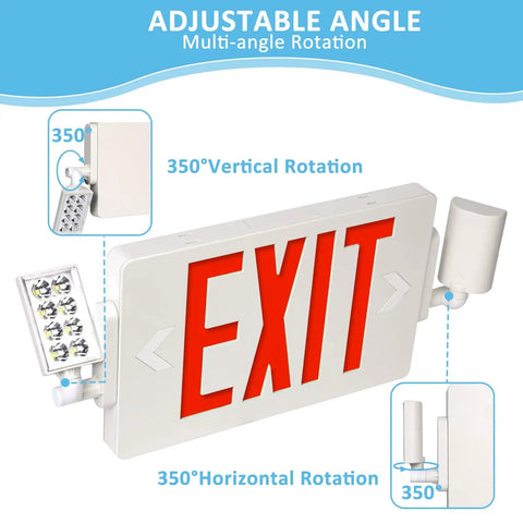 Two Pack Ultra Slim Double Sided LED Emergency Exit Sign With Back Up Battery 120 To 277V Universal US Standard Red Letter Fire Resistant