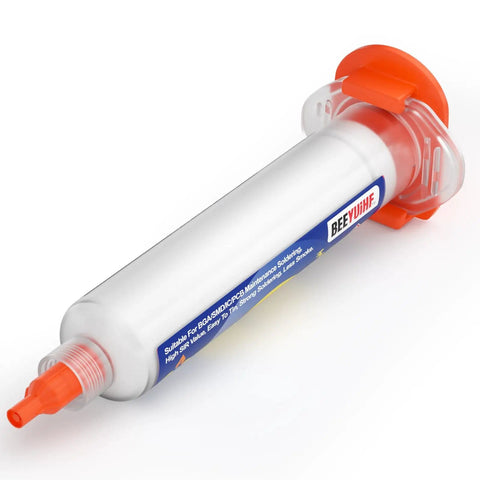 No Mess No Clean Soldering Flux Paste 9530 in a 10cc syringe, red cap, labeled for electronics soldering repairs.