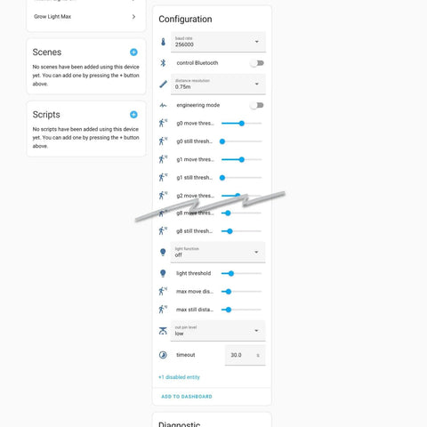 Configuration interface for Human Presence Sensor V2.2 For Home Assistant With MmWave Radar Motion Detection, Adjustable Sensitivity.