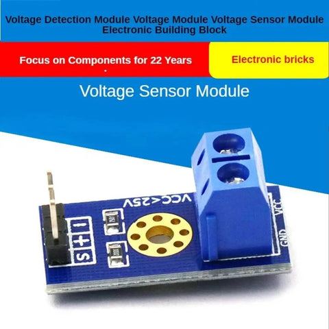 10 Pcs Voltage Detection Modules DC 0 to 25V High Sensitivity Voltage Sensor Board Analog Output Compatible with Arduino Uno Mega RPi STEM Educational Kits And DIY Maker Projects Pro-Level Quality, close-up of voltage sensor module.