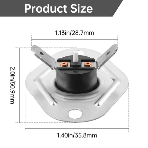 Direct Replacement Furnace Limit Switch Rollout Safety L250F For HH18HA452 image showing dimensions and metal construction