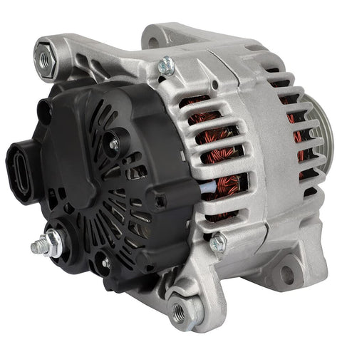 Side view of Drop In Ready Alternator For Hyundai Sonata 2010 2013 And Kia Optima 2011 2013 12V 100Amp Chrome Finish 1 Groove Pulley CW