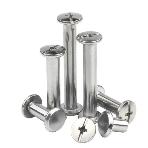 Tough As Nails M4.5 Stainless Steel Binding Screws for Photo Albums, Diaries and Menus, Pack of 10 displayed on a flat surface.