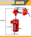 Bow Vise For Compound Bows 360 Degree Rotation Professional Bench Mount For Tuning And Setup Recurve And Compound Bow Bench Vise Adjustable Removable Archery Accessory For Home Training Repair And Fine Tuning, front view with dimensions showing a red vise, 2.76-inch maximum opening, 10.43-inch height.