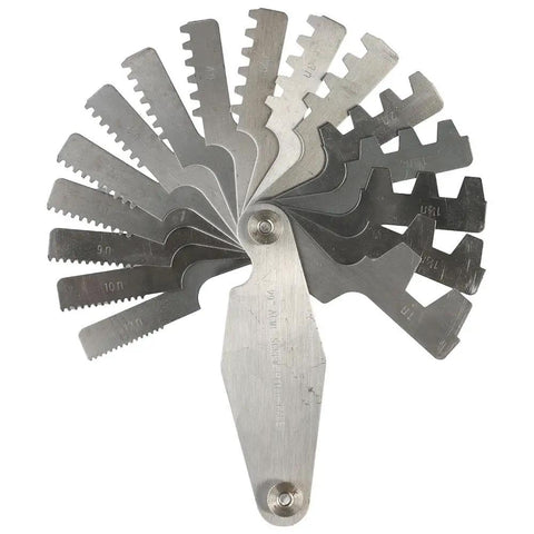 Sixteen Piece 29 Degree Acme Screw Pitch Gauge Stainless Steel For Pro Grade T Thread Pitch Measurement And Lathe Tool Setup