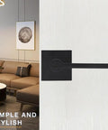Matte Black Lever Door Handles Set 6 Pack Heavy Duty Privacy Lock For Interior Doors on a modern white door