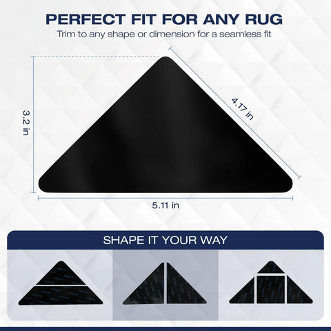 Non Slip Rug Grippers Set Of 12 For Area Rugs With Washable Backing, Double Sided Adhesive Carpet Tape For Hardwood Floors And Tiles, Keeps Rugs In Place And Prevents Curling, Home Decor Essentials