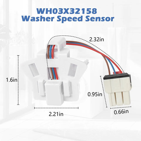 Washer Speed Sensor And Rotor Position Sensor Replacement For Front Load Washers plug-in sensor with 2.21in body and 0.66in connector