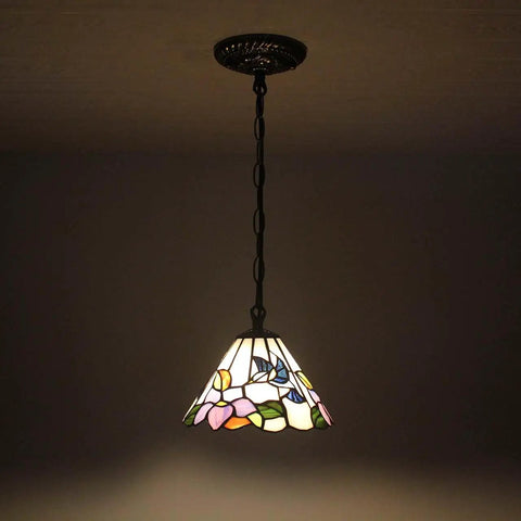 Cool Hummingbird Flower Tiffany Style Stained Glass Ceiling Pendant Fixture With 8 Inch Handmade Lampshade In Blue 39 Inch Chain