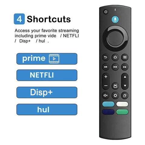Replacement Fire TV Remote With Voice For All Firestick Devices, Works With 4K Fire Stick And Cube, Gen 1 2 3 Life, No Setup Hassle, Compatible With Insignia Toshiba Omni Pioneer Smart TVs with streaming shortcuts for Prime, NETFLI, Disp+, hul