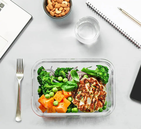 Must Have Thirty Piece Glass Food Storage Container Set With Snap Lock Lids For Airtight Meal Prep, Microwave Safe on desk