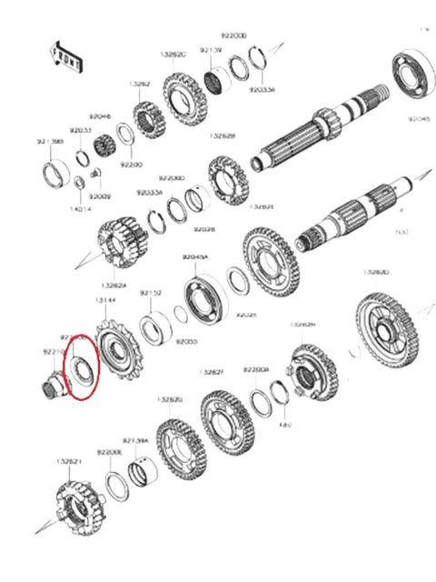 Diagram highlighting Front Sprocket Lock Washer For GPZ750 85 To 87 KFX450R 08 To 14 KLE500 in red circle