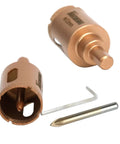 JIECHENG diamond hole saw set, 1-1/4 in, 2 pcs with center pilot bit, copper color, includes hex key.
