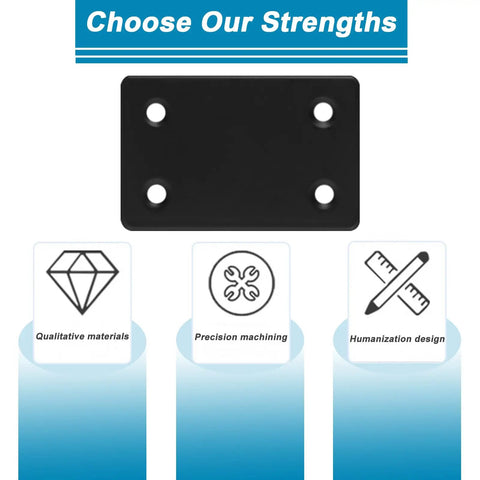 Heavy Duty Black Mending Plates 50 Pack 3.15X1.5 Inch Stainless Steel Joining Brackets on display with strength features.