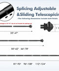 Size options for Matte Black Curtain Rod 35 To 47 Inch Adjustable Telescoping With Brackets 5 Eighth Inch Diameter