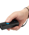 Hand holding Mini 2D Wireless Barcode Scanner With 3 In 1 Connectivity Bluetooth 2.4GHz USB 2.0 Wired For iOS And Android Fast Scan