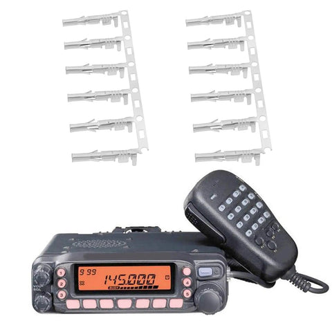 Four 6 Pin Rotor Control Plug Sets for Yaesu Antenna Rotators with radio and microphone shown in image