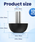 Rock Solid Adjustable Furniture Levelers Built From Tough 304 Stainless Steel And Heavy Duty Screw In Table Feet, 12 pcs, shown with measurements.