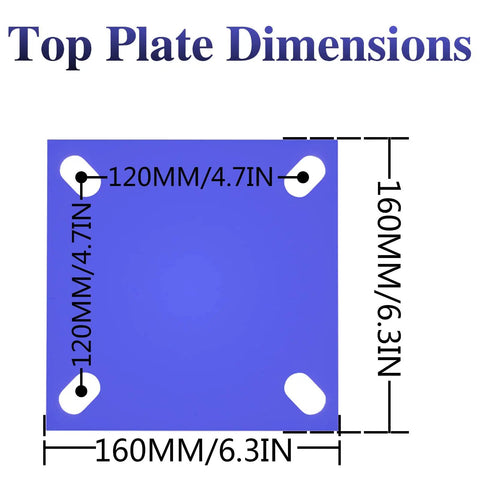 Top plate dimensions of Heavy Duty Solid Rubber Caster Wheels Set Of Four In 6 8 10 And 12 Inch 2000 Lb Load Per Caster Quiet Glide Swivel Casters