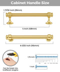 Six Pack Brushed Gold Aluminum Cabinet Handles With 5 Inch Center Hole Straight Bar Drawer Pulls Size Diagram