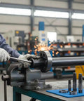 Worker using Six Piece NPT Pipe Tap And Die Set With One Quarter Inch Three Eighths Inch And One Half Inch Taps And Dies in an industrial setting.