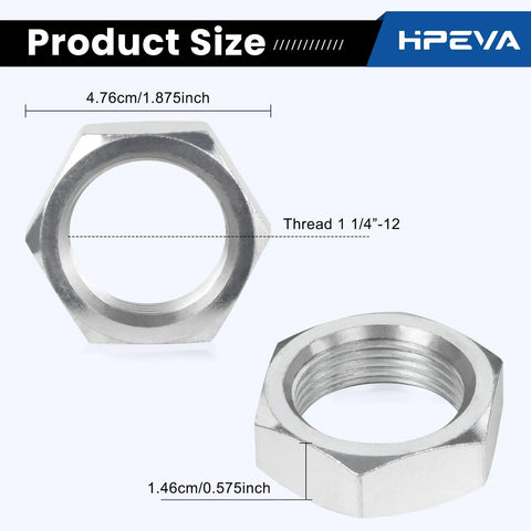 One Pair 1 1/4 Inch Heims Rod Ends With Right And Left Hand Thread Heat Treated Chromoly Alloy Including Round Tube Adapters Misalignment Spacers And Locking Nuts For Badass Project Builds showing hex nuts with sizes 1 1/4 inch thread.