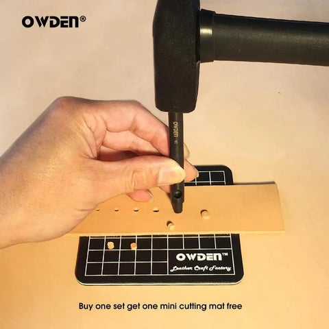 Using Six Piece Leather Hollow Punch Set for Belts, Watch Bands and Straps, Precision 1.0mm to 5.0mm Punches with Free Mini Cutting Mat