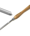 Rock Solid M2 High Speed Steel Spindle Gouge With Cryo Enhancement And Premium Beech Handle showing fine detailing edge.