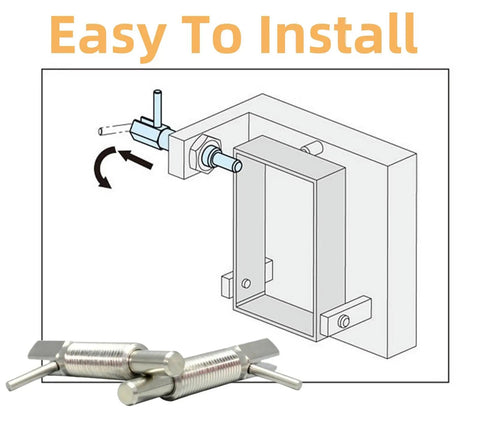 Easy installation illustration with three Heavy Duty M12 Retractable Indexing Plunger Pins 4 Pack Stainless Steel Spring Loaded Latch.
