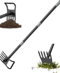 60 Inch Adjustable 2-In-1 Garden Hoe With Ultra Sharp Blade And Tines For Weeding And Soil Loosening, Heavy Duty Yard Tool close-up