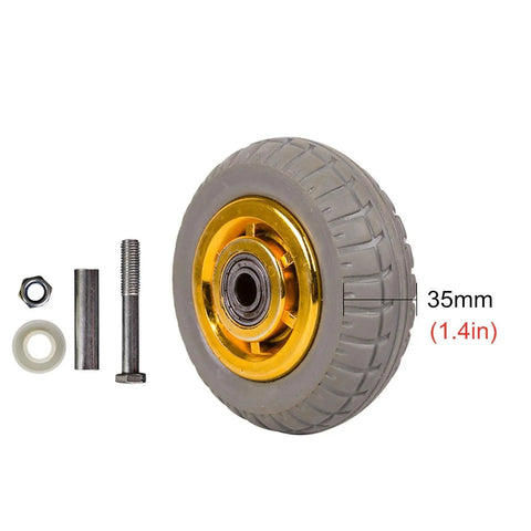 Heavy Duty Swivel Caster Wheels With Silent Rubber Treads For Slick Furniture Gliding And Serious Cart Hauling No Fuss Top Shelf Replacement Set Of Four, 35mm wheel close-up.