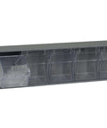 Five Drawer Tip Out Cabinet Part Organizer In Gray, Handy Space Saving Storage Unit For Small Parts With Five Clear Bins, 7 Inch High