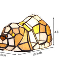 Tiffany Style Stained Glass Accent Dog Table Lamp For Home Decor Orange Lit Pup Vibe 10 Inches Long 5 Inches Wide 4.3 Inches High Uses 25W E12 Bulb LED Included For Warm White Light, side view showing stained glass details.