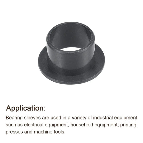 4 Pcs Flanged Sleeve Bearing 12 Mm X 14 Mm X 10 Mm Pom Oilless Bushing in matte black for industrial equipment applications.
