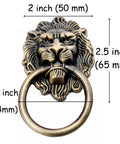 Front view of 4 Pack Bronze Lion Head Drawer Pulls And Ring Pull Cabinet Handles With 2 Inch Lion Head Knob 2 Inch Ring Diameter details